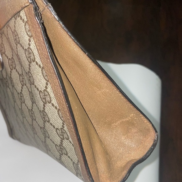 Authentic Gucci Large Monogram Canvas Pouch with Brown and Tan Accents - Picture 5 of 10